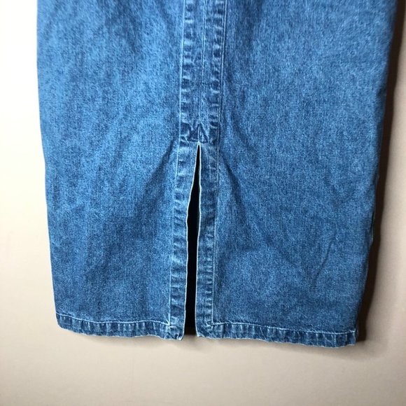 Blue Willis jean skirt long slit size 42 midi - Picture 2 of 8